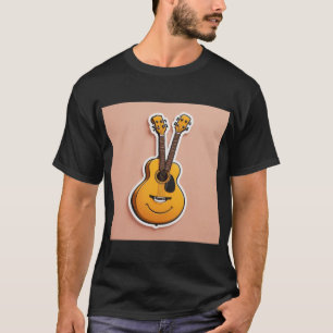Joyful Cartoon Guitar T - Shirt - Stickers Illustr
