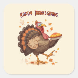 Joyful Cartoon Turkey Thanksgiving Sticker