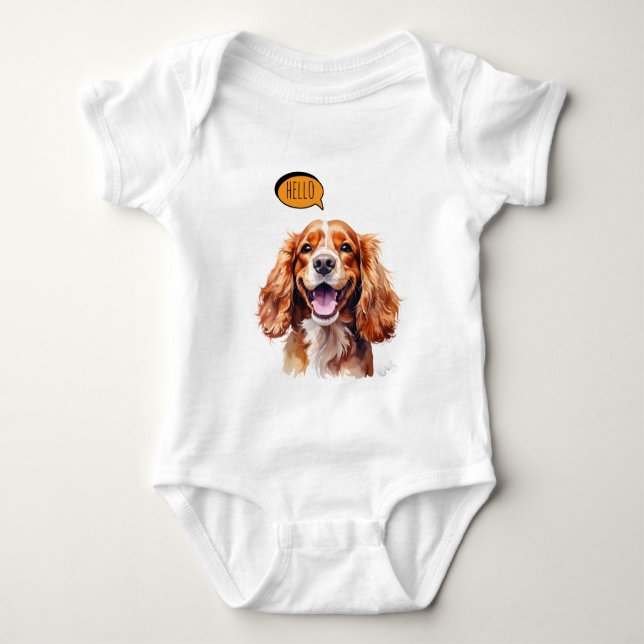 Joyful Cavalier King Charles Spaniel in Watercolo  Baby Strampler (Vorderseite)