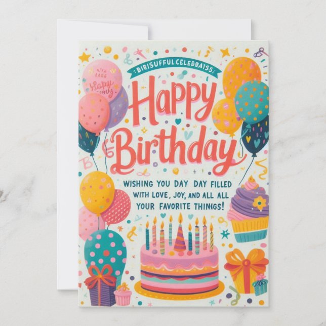 Joyful Celebration Birthday Card Dankeskarte (Vorderseite)