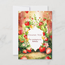 Joyful Charming Boho Strawberry Birthday Dankeskarte