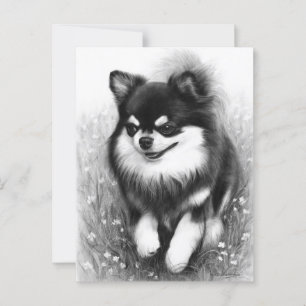 Joyful Chihuahua in Bloom Hand bemalt Postkarte