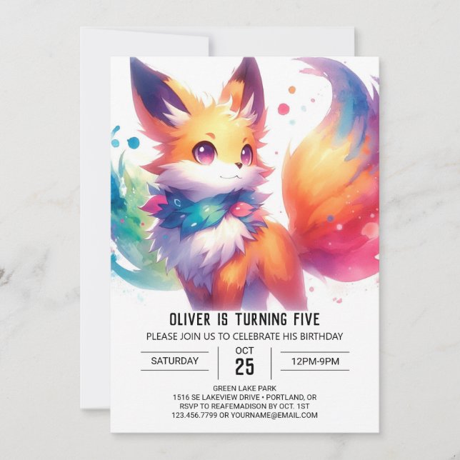 Joyful Children Fox Geburtstag Einladung (Vorderseite)