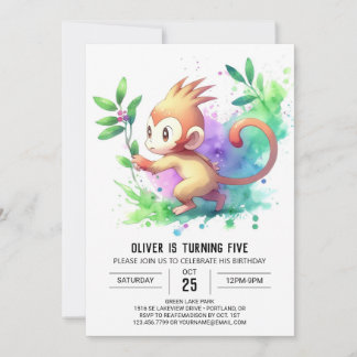 Joyful Children Monkey zum Geburtstag Einladung