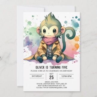 Joyful Children Monkey zum Geburtstag Einladung