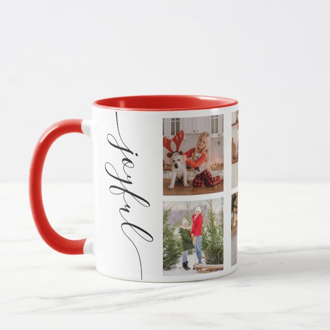 Joyful Christmas Calligrafy Script Foto Picture Tasse (Links)