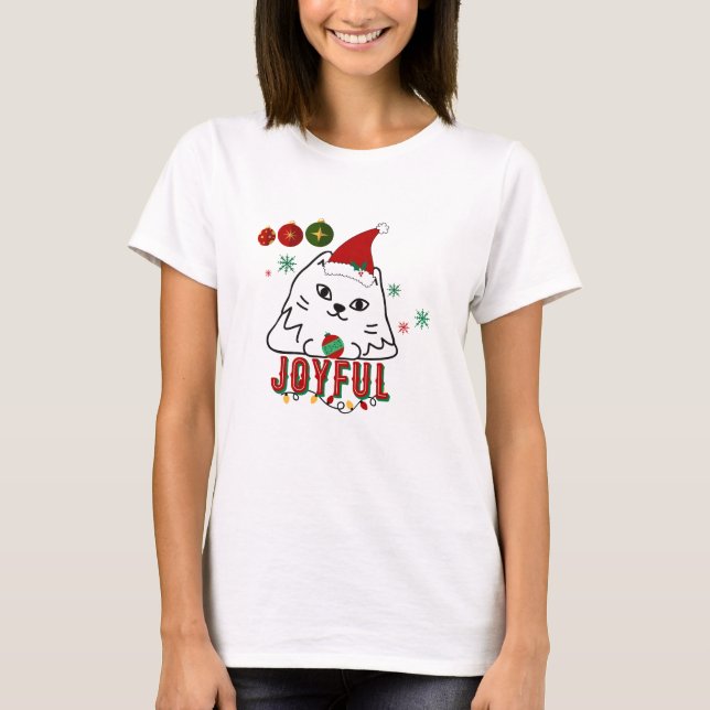 Joyful Christmas Cat T-Shirt (Vorderseite)