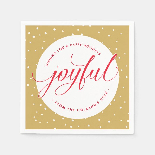 JOYFUL CHRISTMAS EATS Stilvolles kalligraphisches  Serviette (Vorderseite)