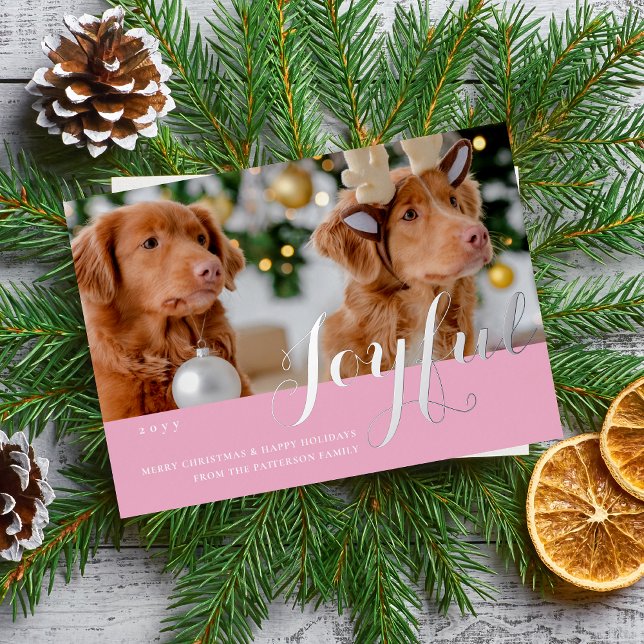 Joyful Christmas Family Photo Modern Script Folieneinladung (Von Creator hochgeladen)