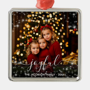 Joyful Christmas Fun Glitzern Holiday Foto Ornament Aus Metall