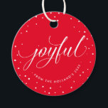 JOYFUL CHRISTMAS GIFT elegante Kalligraphie rot Geschenkanhänger<br><div class="desc">von kat massard >>> WWW.SIMPLYSWEETPAPERIE.COM << Ein elegantes Geschenktag mit moderner Kalligraphie "fröhlich" in modernem Schwarz-Weiß</div>