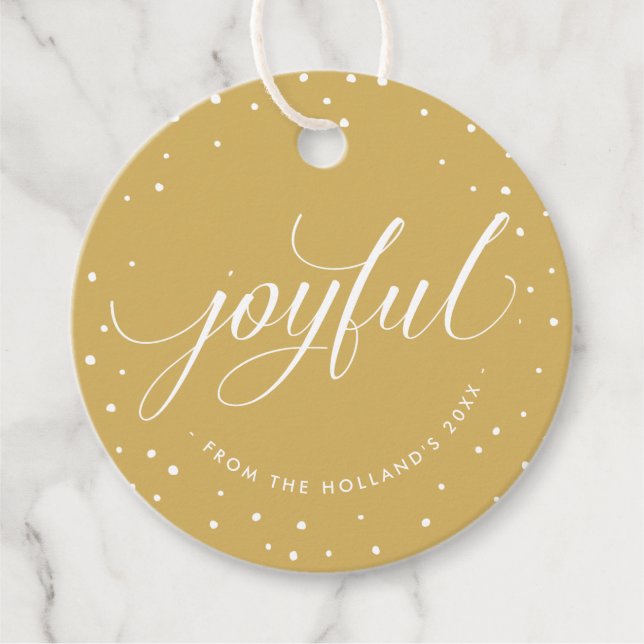 JOYFUL CHRISTMAS GIFT Elegantes kalligraphisches G Geschenkanhänger (Vorderseite)