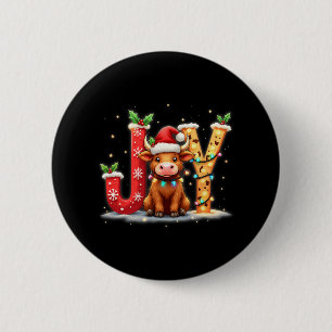 Joyful Christmas Highland Kuh Familie Funny Matchi Button
