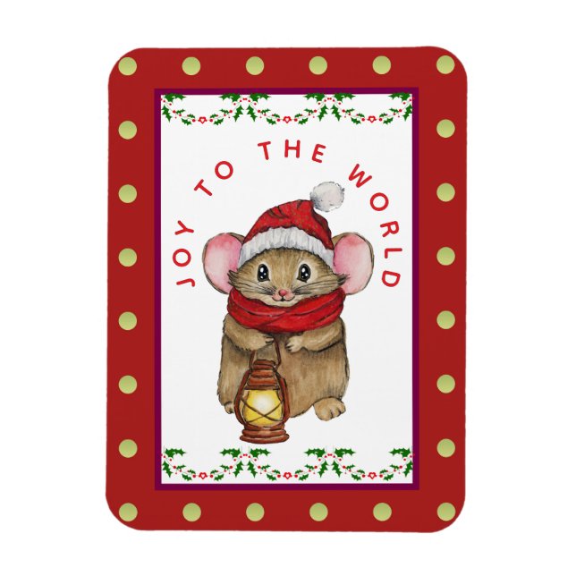 Joyful Christmas mouse greeting card Magnet (Vertikal)