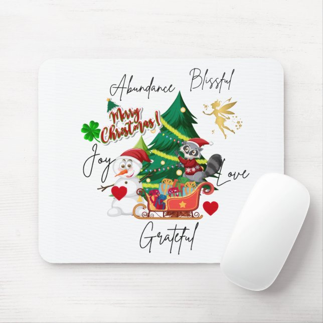 Joyful Christmas Mouse Pad | Holiday Desk Gift Mousepad (Mit Mouse)