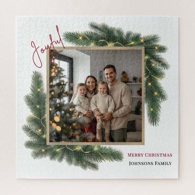 Joyful Christmas Personalized Family Photo Puzzle (Vertikal)