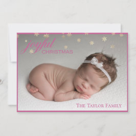 Joyful CHRISTMAS - Pink New Baby Foto Feiertagskarte