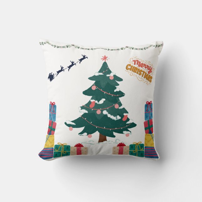 Joyful Christmas Scene Pillow Kissen (Vorderseite)