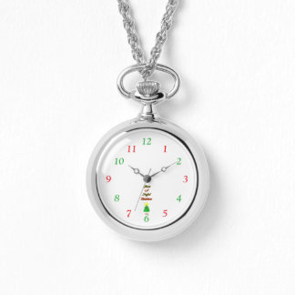 Joyful Christmas Silver Necklace Watch Armbanduhr