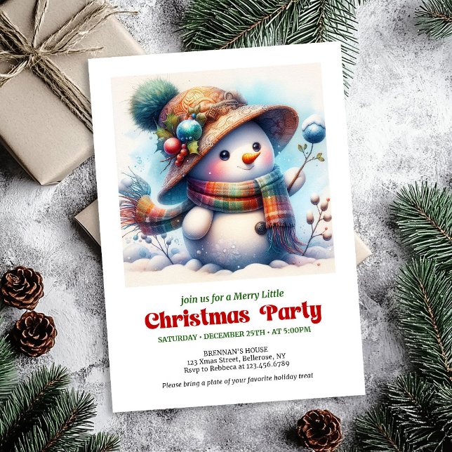 Joyful Christmas snowman invite kids party digital Einladung (Joyful Christmas snowman invite kids party editable

)