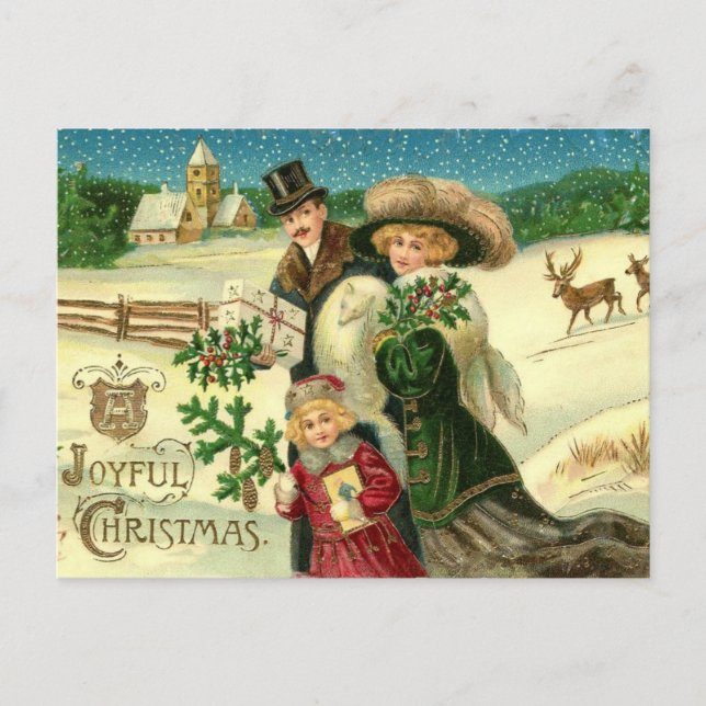 Joyful Christmas Vintage Weihnachten Postcard (Vorderseite)