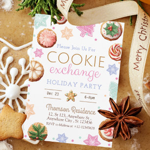 Joyful Christmas Watercolor Cookie Exchange Einladung