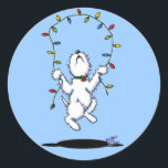Joyful Christmas Westie Stickers<br><div class="desc">Aufkleber mit Weihnachtswestie Terrier Hund züchten Kunst von Kinderbuch Autor & Illustrator,  Kim Niles</div>