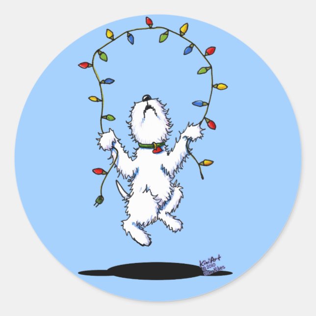 Joyful Christmas Westie Stickers (Vorderseite)