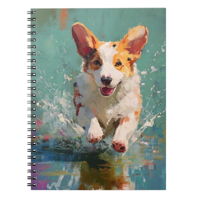 Joyful Corgi Splash Notebook Notizblock (Vorderseite)