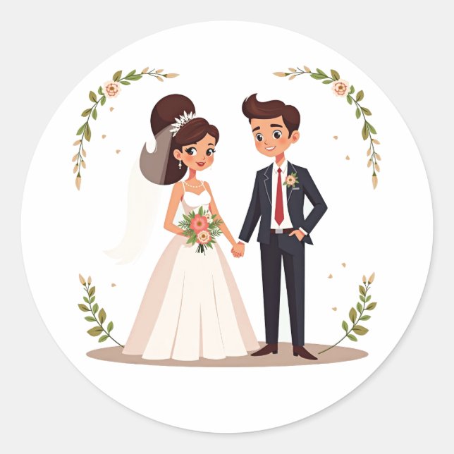 Joyful Couple Wedding Sticker (Vorderseite)