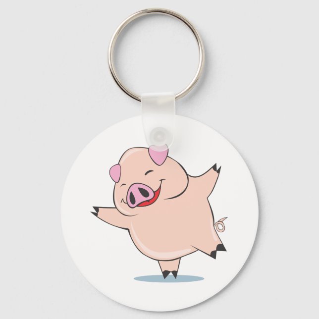 Joyful Dancing Pig Schlüsselanhänger (Vorderseite)