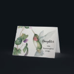 Joyful Daughter Birthday Hummingbird Elegant Karte<br><div class="desc">Ihre Tochter wird von dieser Kolibris-Aquarellkarte am Geburtstag begeistert sein. Sie wird das Zitat verehren: "Wie Kolibri-Flügel ist Ihre Liebe ein fröhliches Geschenk." Das elegante Design entstand aus meinem originalen Kunstwerk in sanften Farben wie Rosa und Grün. Ideal für eine Frau, die die Freude an Vögeln, Gärten und Blume schätzt....</div>