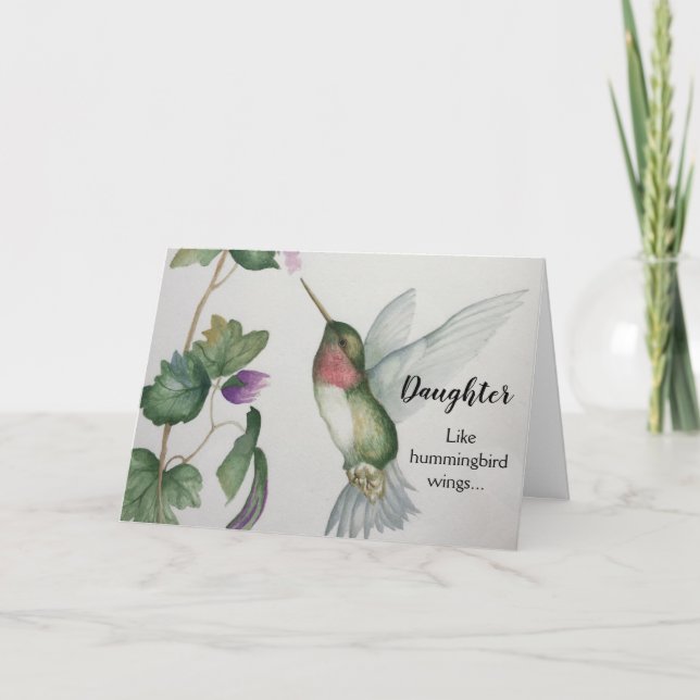 Joyful Daughter Birthday Hummingbird Elegant Karte (Vorderseite)