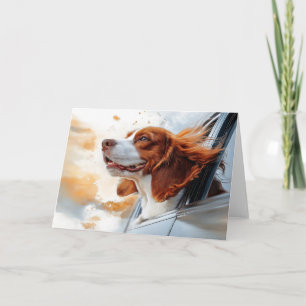 Joyful Dog in Wind Art Print Karte