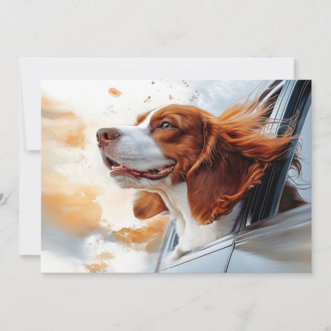 Joyful Dog in Wind Art Print Karte (Vorderseite)