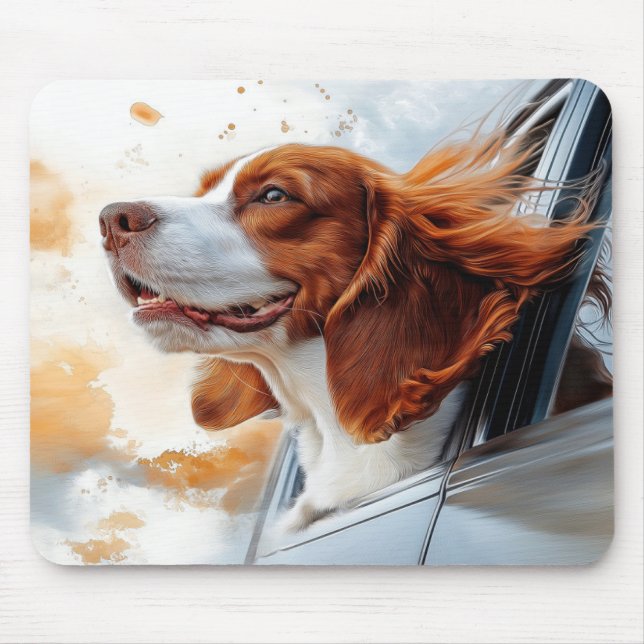 Joyful Dog in Wind Art Print Mousepad (Vorne)