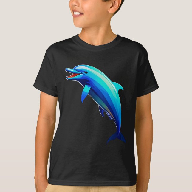 "Joyful Dolphin Dance: Splashing Near the Boat" T-Shirt (Vorderseite)