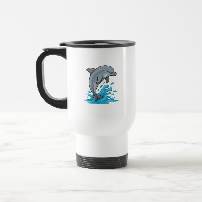 Joyful Dolphin Splash - Mug Reisebecher (Links)