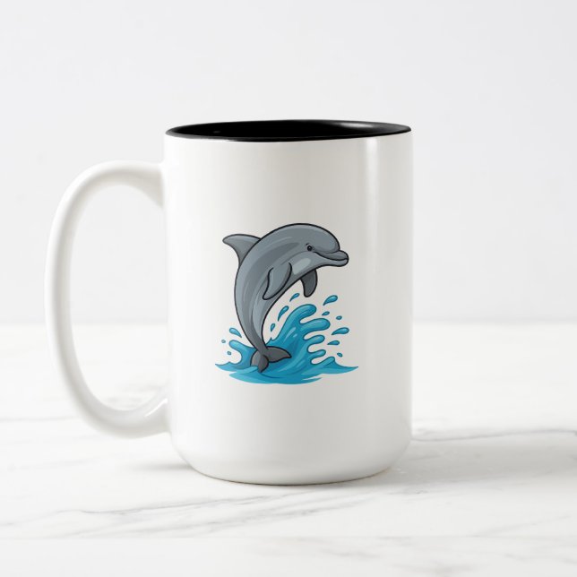 Joyful Dolphin Splash - Mug Zweifarbige Tasse (Links)