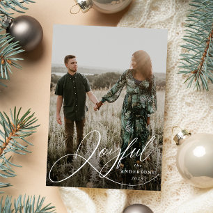 Joyful Elegance Script Foto Holiday Card Feiertagskarte