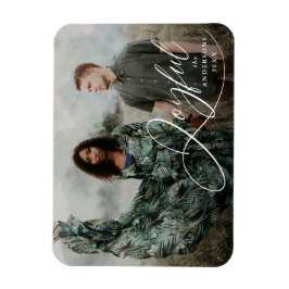 Joyful Elegance Script Holiday Foto Magnet