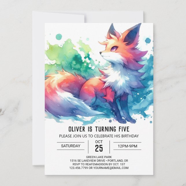 Joyful Elegant Fox Geburtstag Einladung (Vorderseite)