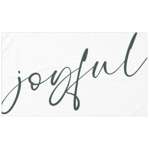 Joyful Elegant Green Calligraphy White Tischdecke