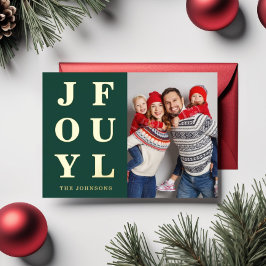 Joyful Elegant Green Foto Weihnachten Gold Folien Feiertagskarte