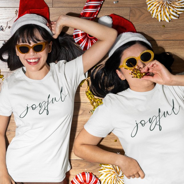 Joyful Elegant Green Script T-Shirt (Von Creator hochgeladen)