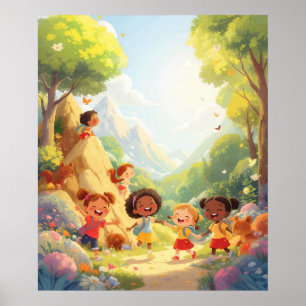 Joyful Explorers - Nature Adventure Wall Art Poster