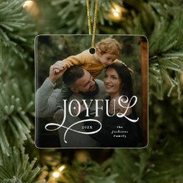 Joyful Family 2 Photo Christmas  Keramikornament