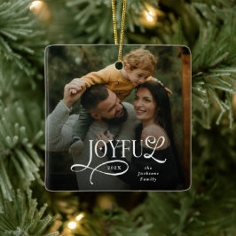 Joyful Family 2 Photo Christmas  Keramikornament