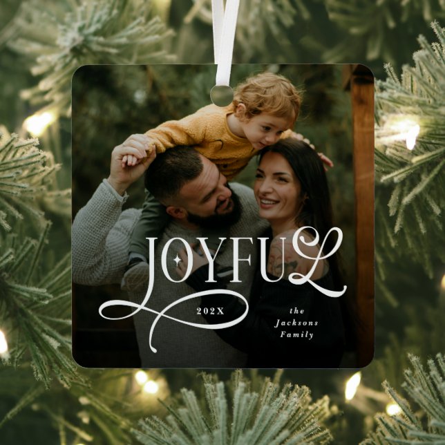 Joyful Family 2 Photo Christmas  Ornament Aus Metall (InSitu)