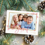 JOYFUL FAMILY FOTO elegantes botanisches Rotgold Feiertagskarte<br><div class="desc">by kat massard >>> www.simplysweetPAPERIE.com <<<< An elegant, einfaches botanical foto design. Maximum area to display your beautiful family too! TIPS 1. To resize / Reposition the Foto hit the customise it button. 2. You can change the fonts, move and add more text! NEED HELP GETTING YOUR FOTO TO FIT...</div>